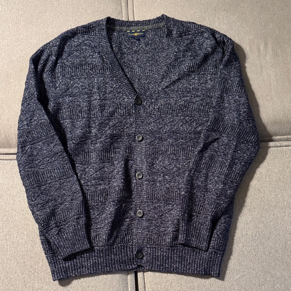 Club Room Heathered Dark Blue Cardigan Sweater